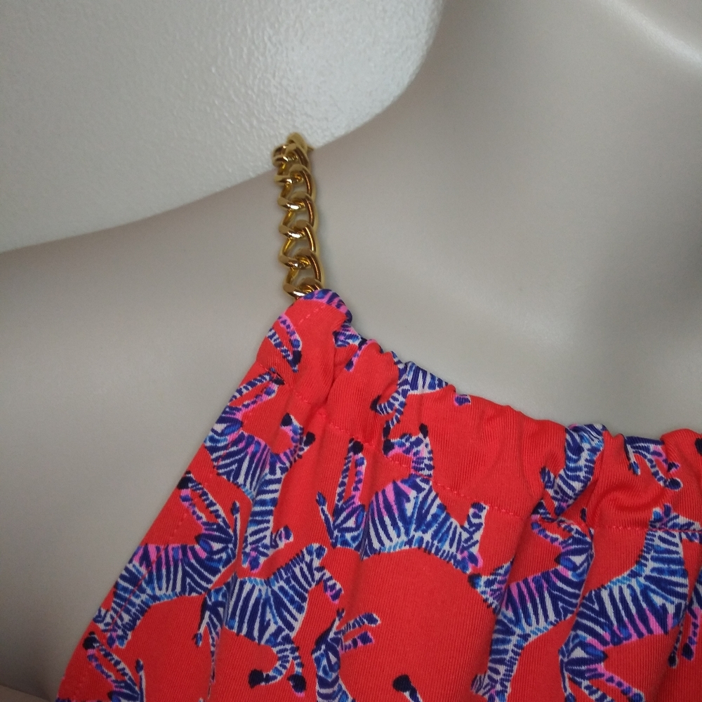 Lilly Pulitzer Orange and Blue Halter Top - Picture 5 of 12